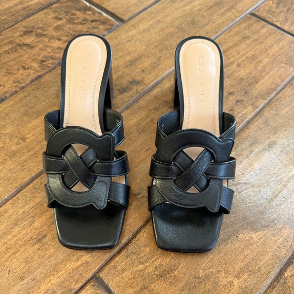 COACH Sandals, BLACK. Size 7 - Picture 1 of 3